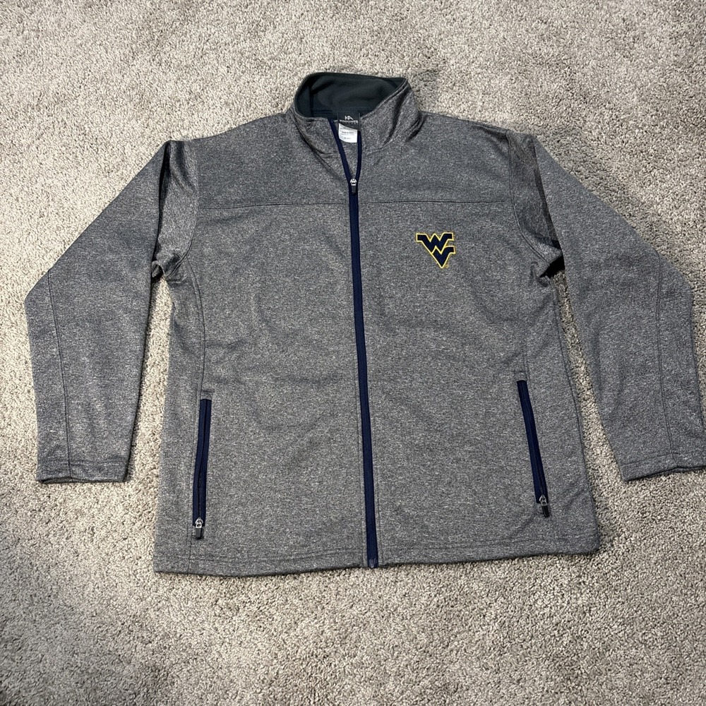 WEST VIRGINIA MOUNTAINEERS Gray Full Zip KA Knights LARGE Sweatshirt